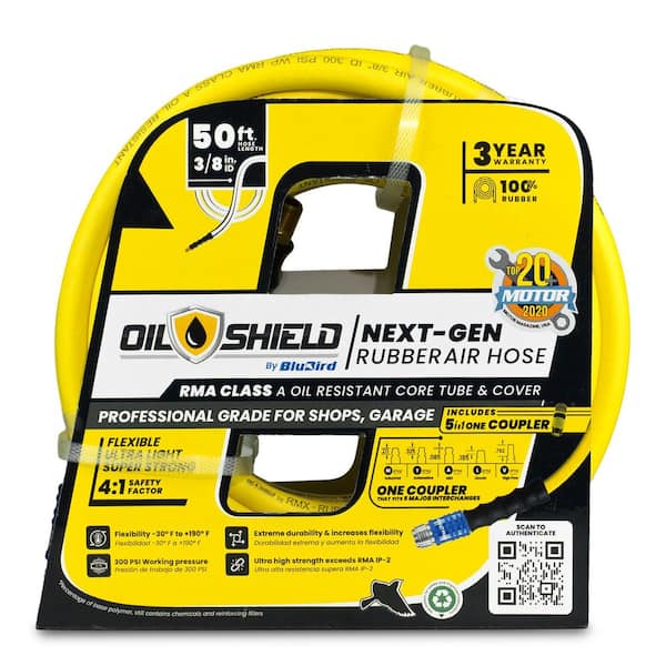 3/8 in. x 50 ft. Nitrile Rubber Air Hose with Universal 5-in-1 Coupler