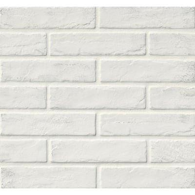 Capella White Brick 2-1/3 in. x 10 in. Matte Porcelain Floor and Wall Tile (5.17 sq. ft./case)