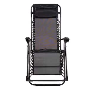 Metal Outdoor Recliner Gravity Chair in Black