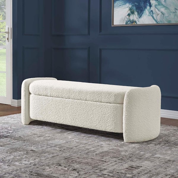 Ivory upholstered bench discount