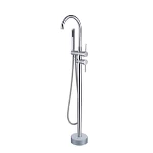 NEW Freestanding Bathtub Faucet Floor Mount Tub Filler Chrome High 2024 Flow Shower