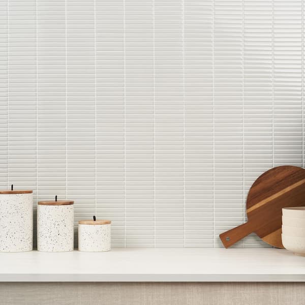 Ivy Hill Tile Motif Stacked White 11.19 in. x 11.9 in