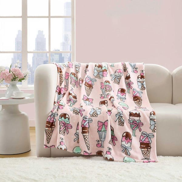 BETSEY JOHNSON Coquette Ice Cream 1-Piece Pink Plush Fleece 60 x