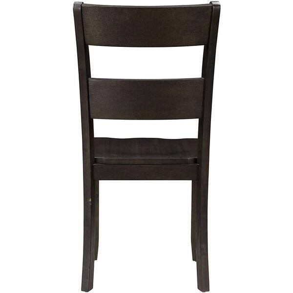 Benjara Transitional Dark Brown Wooden Side Chair with Ladder Backrest