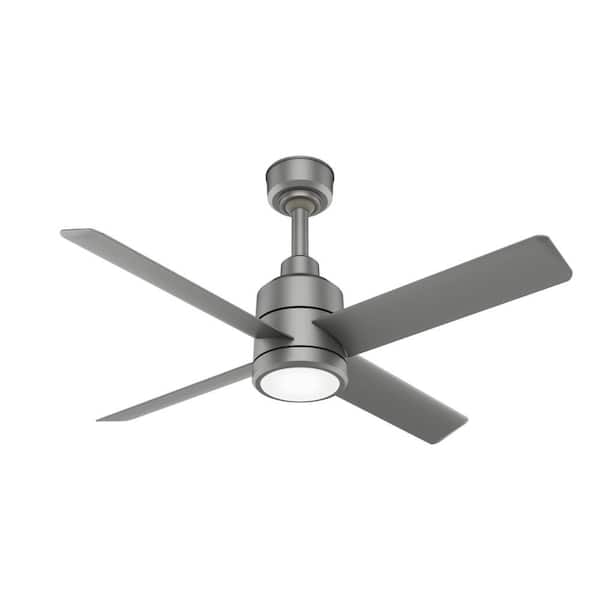 Hunter Industrial Trak 60 in. Integrated LED Indoor/Outdoor Matte Silver Commercial Ceiling Fan with Light and Wall Control