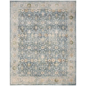 Astra Machine Washable Teal Beige 8 ft. x 10 ft. Distressed Traditional Area Rug