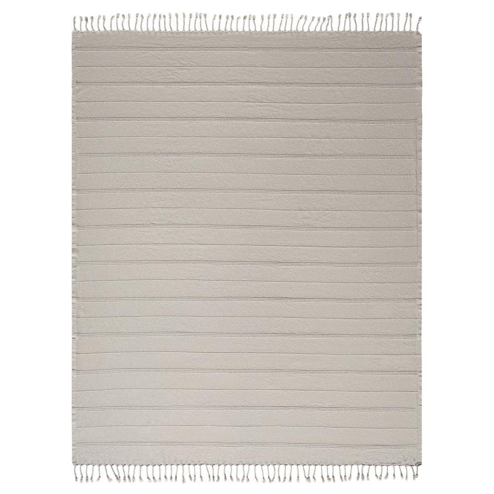Alistaire Light Taupe Farmhouse All Natural Turkish Cotton Throw Blanket