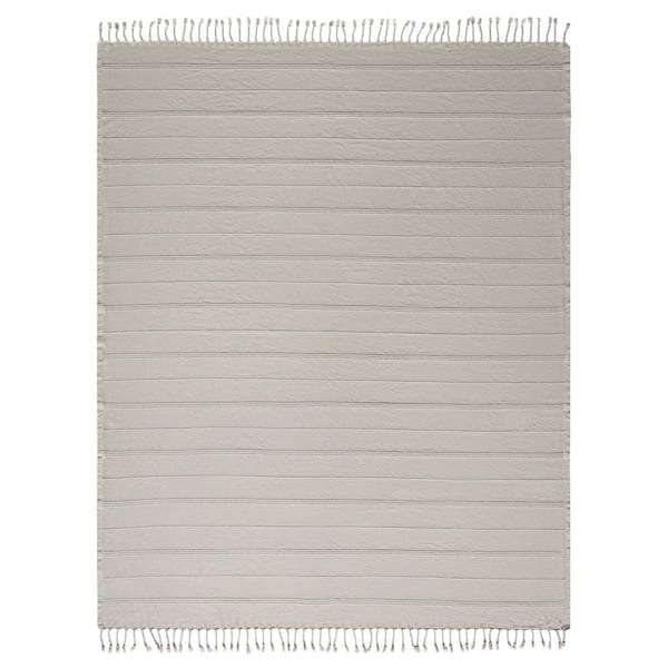 Unbranded Alistaire Light Taupe Farmhouse All Natural Turkish Cotton Throw Blanket