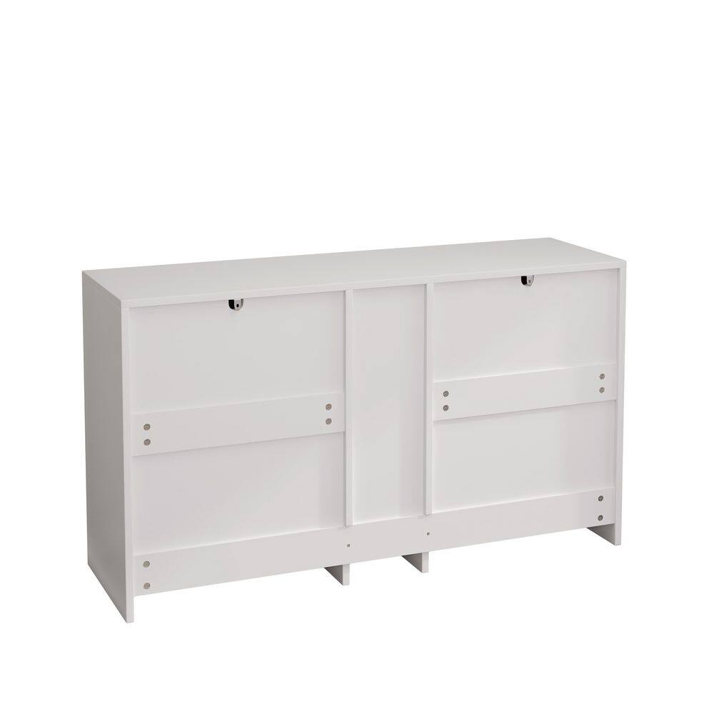 White and Light Wood Rattan Accent Cabinet with 9 Drawers