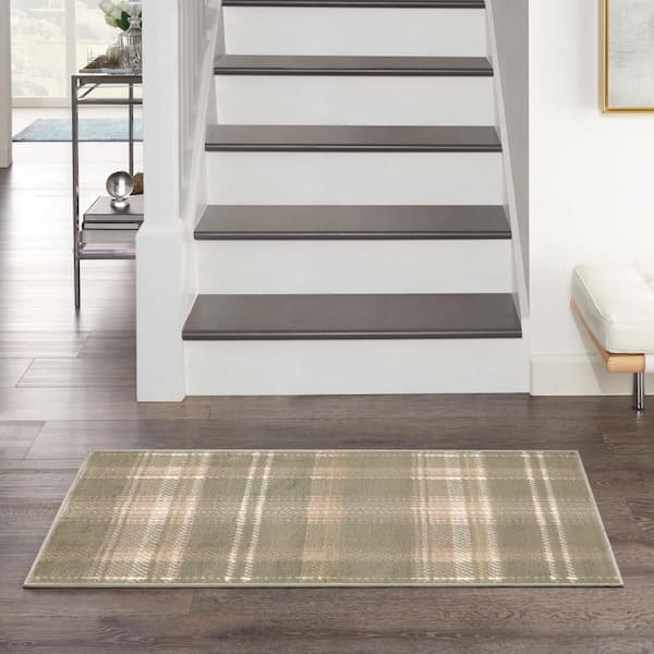 Grafix Olive 3 ft. x 5 ft. Plaid Contemporary Area Rug