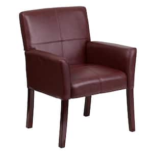 Leathersoft Faux Leather with no wheels Executive Side Chair or Reception Chair in Burgundy