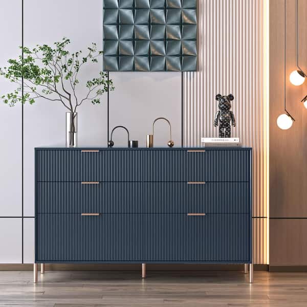 FESTIVO Modern Elegance Navy 6-Drawers Cabinet 56 in. Wild Dresser with  Stylish Rose Gold Metal Handle FDR23147 - The Home Depot