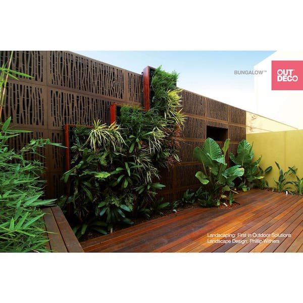 OUTDECO 5/16 in. x 24 in. x 48 in. Bungalow Modular Hardwood Composite Decorative Fence Panel