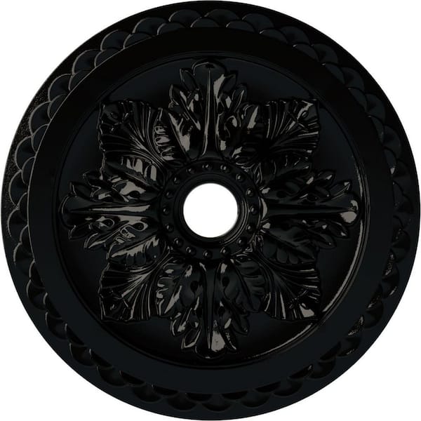 Ekena Millwork 2 in. x 23-5/8 in. x 23-5/8 in. Polyurethane Bordeaux Deluxe Ceiling Medallion, Black Pearl