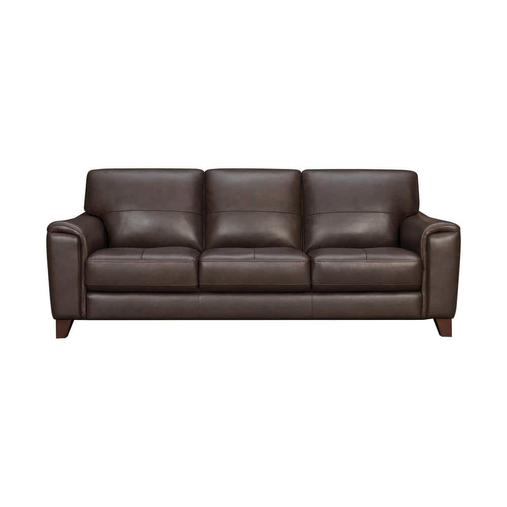 Bergen 87 in. Espresso Leather Square Arm Sofa