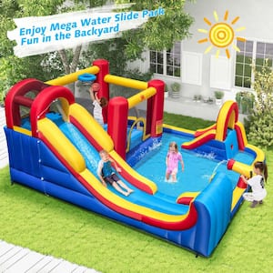 Inflatable Water Slide Giant Kids Water Park Bounce House with Double Slides and 950-Watt Blower
