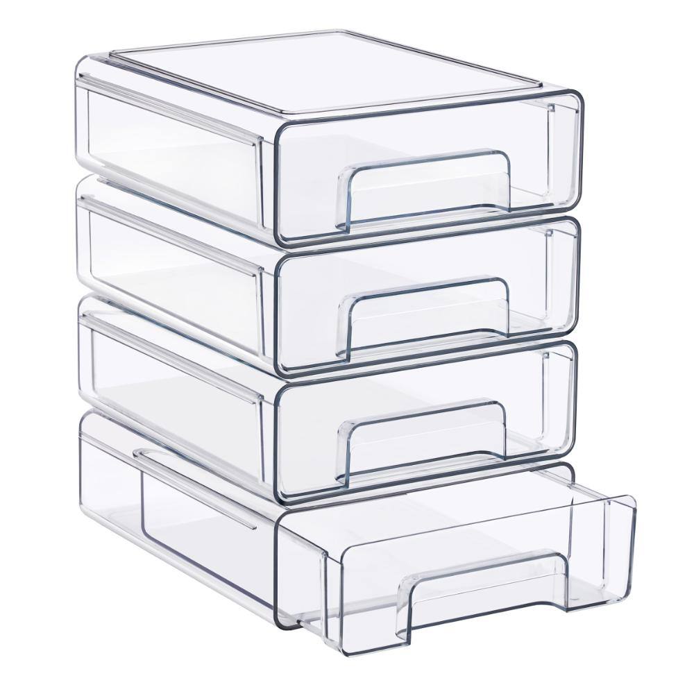 Acrylic Flat Stackable Makeup Storage Container Organizer with Pull-Out Drawers, Clear, Set of 4 price history on PriceWatchPro
