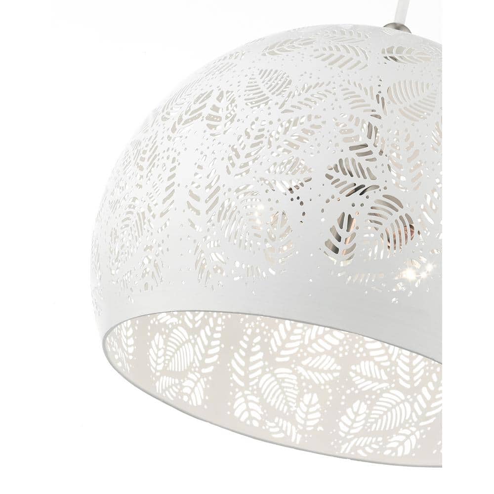 Chantilly Bohemian White and Brushed Nickel 3-Light Globe Pendant