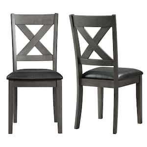 Alexa Grey Faux Leather X-Back Dining Chair (Set of 2)