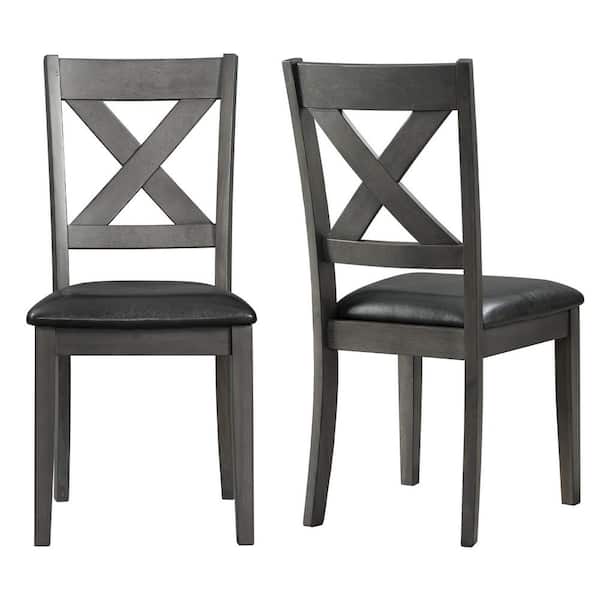 Picket House Furnishings Alexa Grey Faux Leather X-Back Dining Chair (Set of 2)