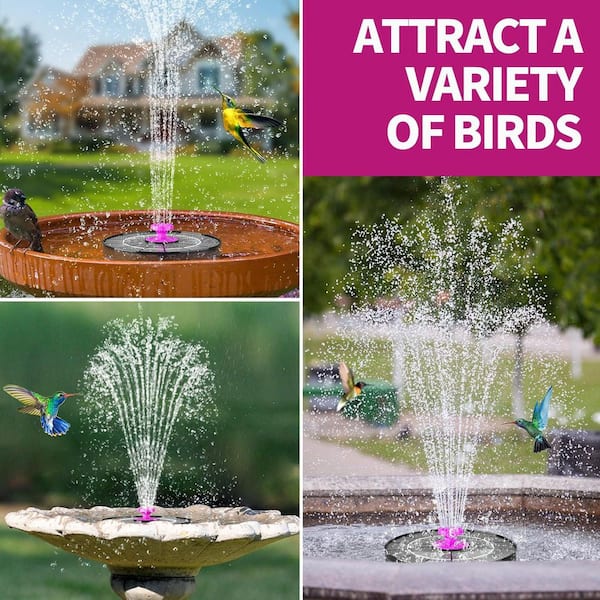 2.5W Split Solar Fountain Pump 6 Nozzles 4ft Water Pipe Outdoor Garden Landscape Decoration - 15