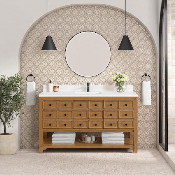 Malibu 60.0 in. W x 23.5 in. D x 34.8 in. H Single Bath Vanity Cabinet Without Top in Amber Birch