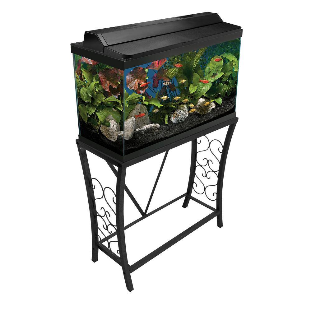 Black Powder-Coated Steel Scrollwork Aquarium Stand for 29 Gallon Tanks