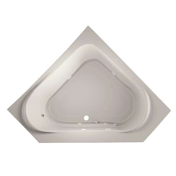 JACUZZI CAPELLA 60 in. x 60 in. Neo Angle Whirlpool Bathtub with Center Drain in Oyster