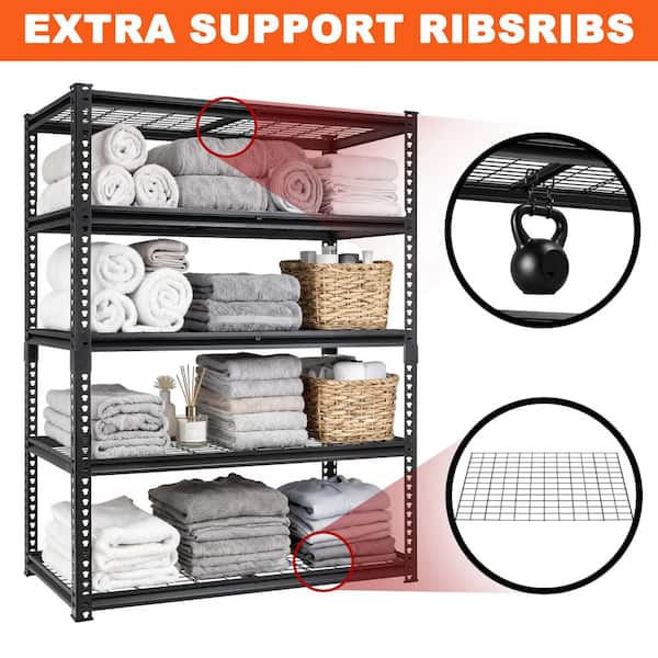 Siavonce 5-Tiers Heavy Duty Garage Metal Adjustable Household