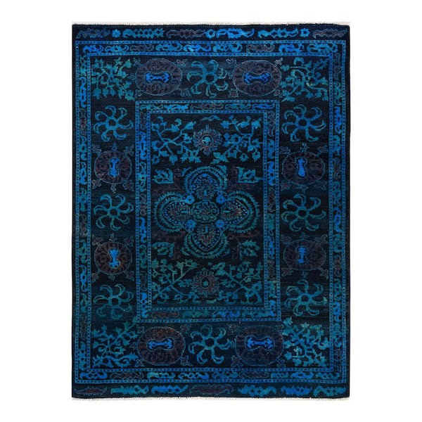 Solo Rugs Modern One-of-a-Kind Contemporary Black 6 ft. 3 in. x 9 ft. 3 in. Overdyed Area Rug