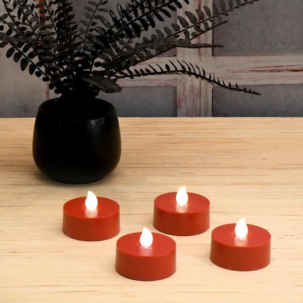 Lumabase Battery Operated LED Tea Light Candles, 12 Count, Size: Amber
