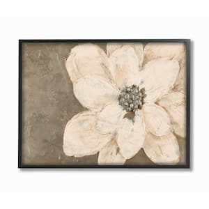 16 in. x 20 in. "Abstract Gold Silver Flower Collage Painting" by Lanie Loreth Framed Wall Art