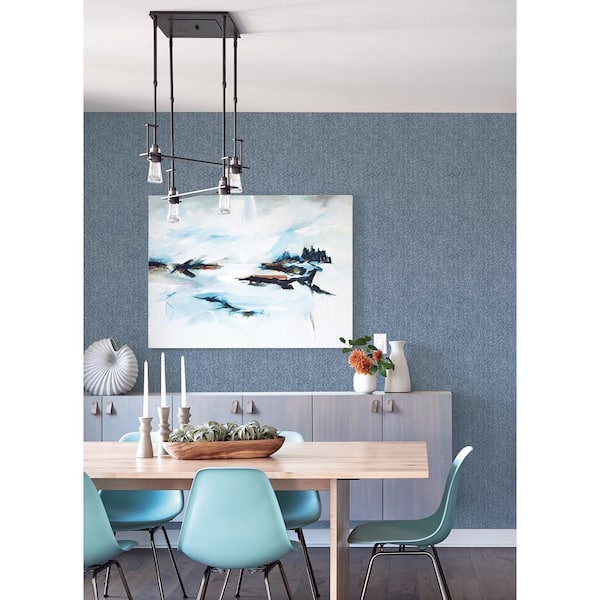 Ashland Blue Raised Ink Vinyl Peel and Stick Wallpaper Sample