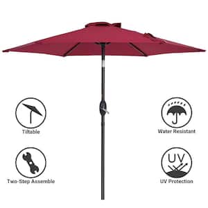 7.5 ft. Patio Market Crank and Tilt Umbrellas, Table Umbrellas,UV-Resistant Canopy in Red