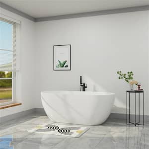 Classic 65 in. H Acrylic Flatbottom Non-Whirlpool Bathtub in White Freestanding Soaking Center Drain Tubs