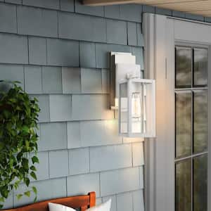 Martin 13 in. 1-Light White Hardwired Outdoor Wall Lantern Sconce