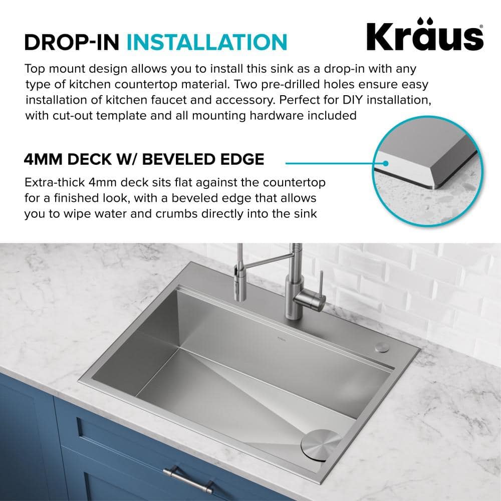 Kore 28-Inch Stainless Steel Drop-In Farmhouse Kitchen Sink