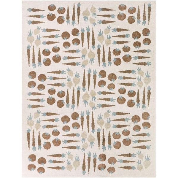 Harvest Rust 5 ft. 3 in. x 7 ft. Kids Veggie Area Rug