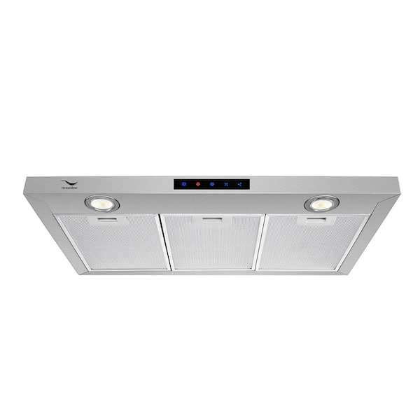 Streamline 30 in. 480 CFM Convertible Under Cabinet Range Hood in Stainless Steel with Mesh Filter, Touch Control, LED Lights
