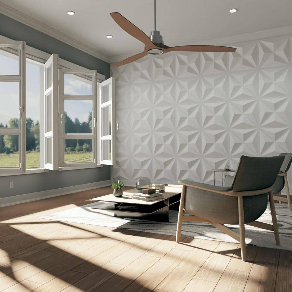 White PVC 3D Textured Decorative Wall Panel 19.63"
