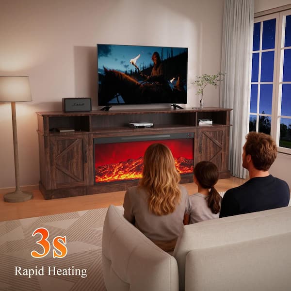 xbrigh 85 in. Freestanding MDF Smart Electric Fireplace TV Stand