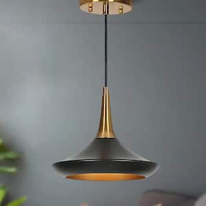 Modern Black and Brass Kitchen Island Pendant Lighting Contemporary 1-Light Bell Dining Living Room Hanging Chandelier