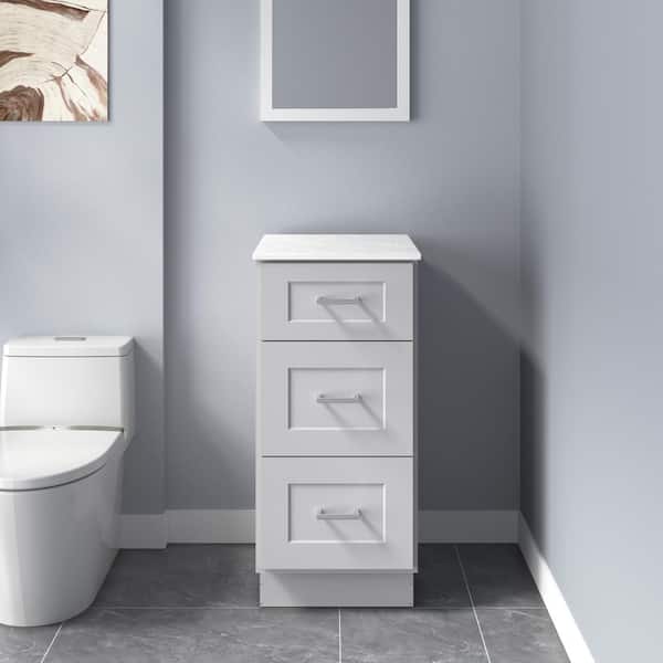 HOMLUX Rockport 15 in. W x 21 in. D x 34.5 in. H Ready to Assemble Bath Vanity Cabinet without Top in Shaker Dove