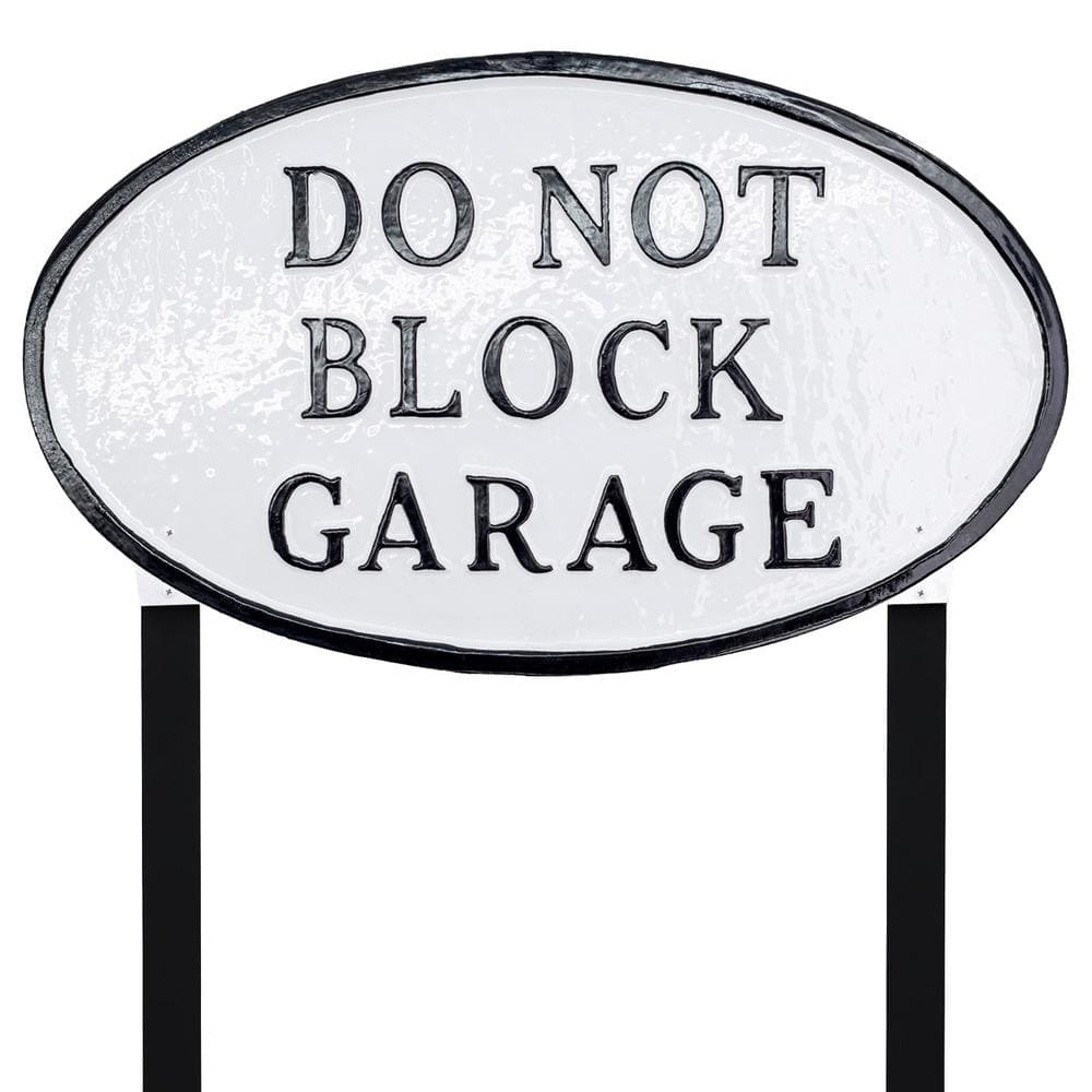 10 in. x 18 in. Large Oval Do Not Block Garage Statement Plaque Sign with Lawn Stakes - White/Black price history on PriceWatchPro