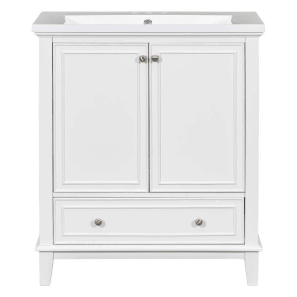 BY02 30.00 in. W x 18.00 in. D x 34.80 in. H Single Sink Freestanding Bath Vanity in White with White Top price history on PriceWatchPro