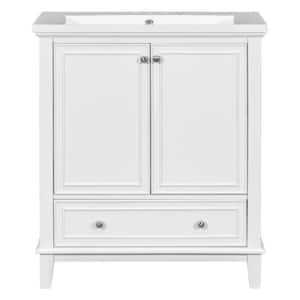 BY02 30.00 in. W x 18.00 in. D x 34.80 in. H Single Sink Freestanding Bath Vanity in White with White Top