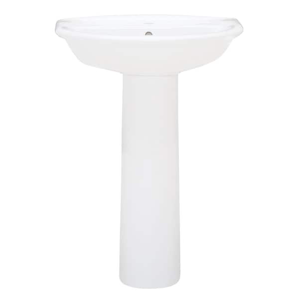 Barclay Products Karla 24 in. Pedestal Combo Bathroom Sink with 1 Faucet Hole in White