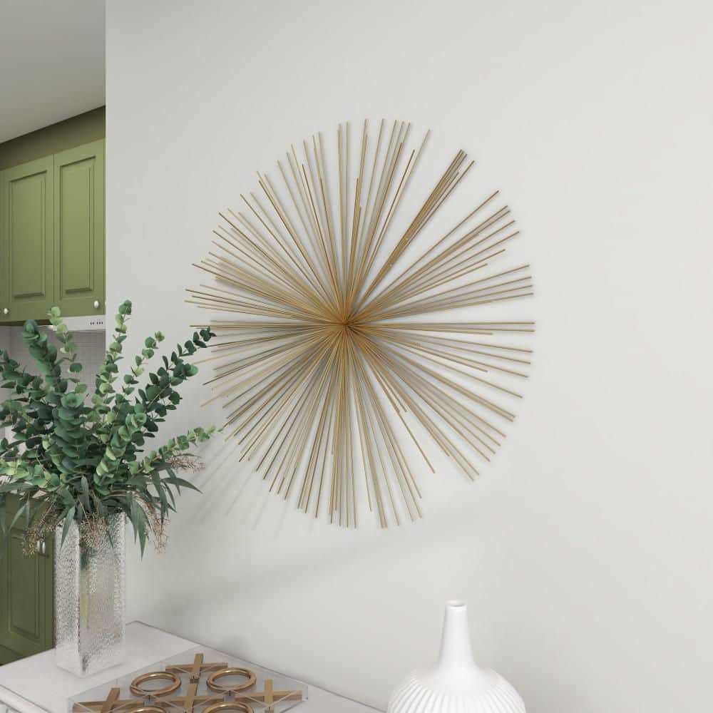 Gold Metal Starburst 3D Wall Sculpture for Modern Homes
