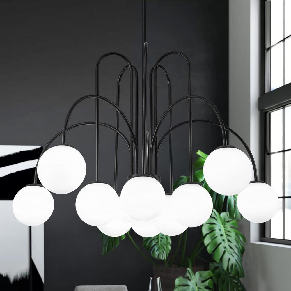 Rennnsan Ayden 10-Light Black Dimmable Sputnik Sphere Rennnsan Ayden 10-Light Black Dimmable Sputnik Sphere