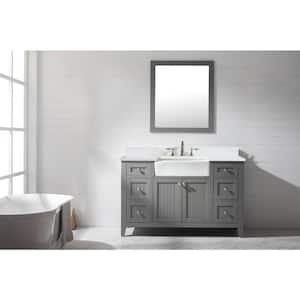 Burbank 54 in. W x 22 in. D Bath Vanity in Gray with Quartz Vanity Top in White with White Basin